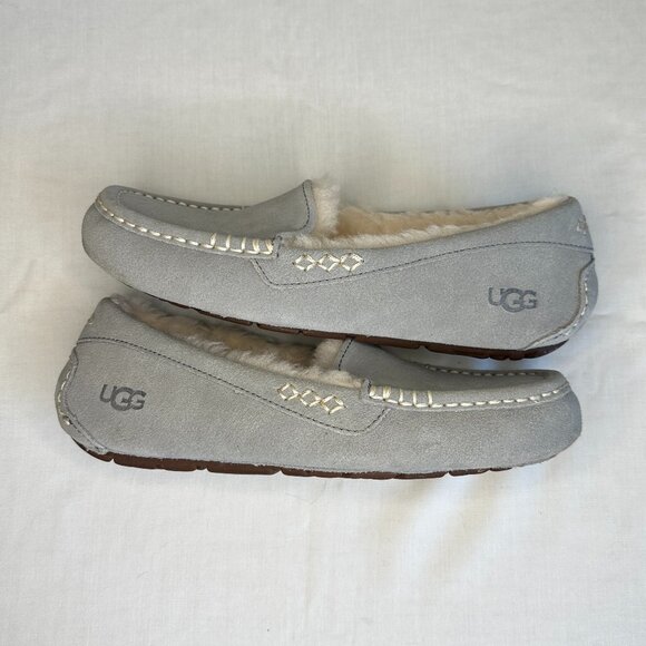 UGG Ansley Light Grey Suede Water Resistant Slipper - Picture 6 of 10